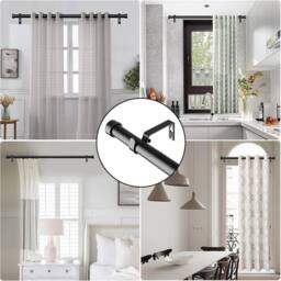 KORVIXA 36-88 inch Extendable Curtain Poles with End Finials in Black - Size: 10 - thumbnail 7