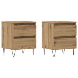 Berkfield Home Bedside Cabinets 2 pcs Artisan Oak 40x35x50 cm Engineered Wood in Brown - Size: 40 x 35 x 50 cm - thumbnail 2