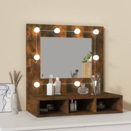 Berkfield Home Mirror Cabinet with LED Smoked Oak 60x31.5x62 cm in Brown - thumbnail 3