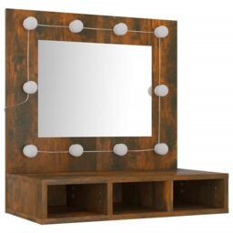 Berkfield Home Mirror Cabinet with LED Smoked Oak 60x31.5x62 cm in Brown - thumbnail 4