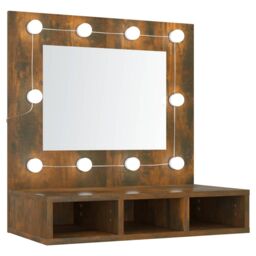 Berkfield Home Mirror Cabinet with LED Smoked Oak 60x31.5x62 cm in Brown - thumbnail 2