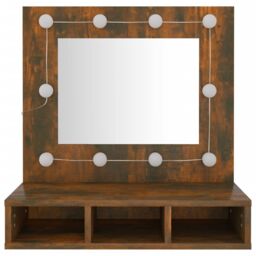 Berkfield Home Mirror Cabinet with LED Smoked Oak 60x31.5x62 cm in Brown - thumbnail 5