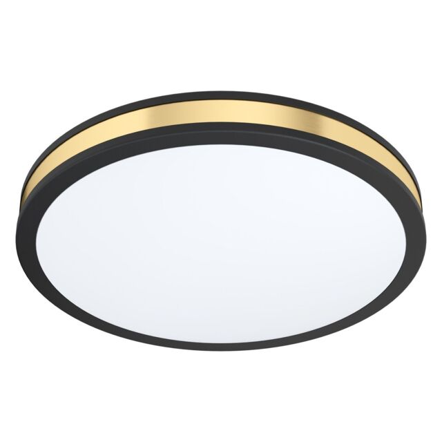 Loops Wall Flush Ceiling Light Colour Black Shade White Gold Plastic Bulb LED 24W - image 1