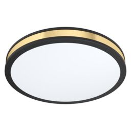 Loops Wall Flush Ceiling Light Colour Black Shade White Gold Plastic Bulb LED 24W - thumbnail 1