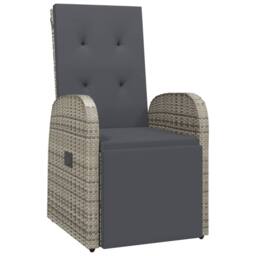 Berkfield Home Reclining Garden Chair with Cushions Grey Poly Rattan - thumbnail 2