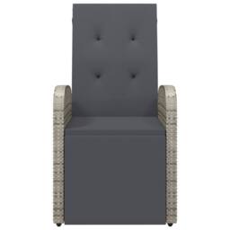 Berkfield Home Reclining Garden Chair with Cushions Grey Poly Rattan - thumbnail 3