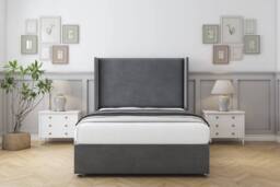 "Comfort Beds Madrid Coniston Divan Base No Drawers - 54"" Wingback in Dark Grey - Size: King" - thumbnail 1