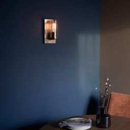 Loops Bronze Patina Plate Wall Lamp Light & Clear Glass Shade - Dimmable LED Fitting - thumbnail 5