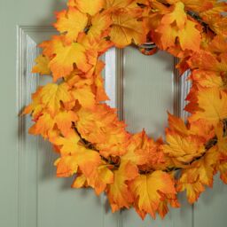 Samuel Alexander 50cm Hanging Bright Autumn Faux Wreath in Orange - thumbnail 7