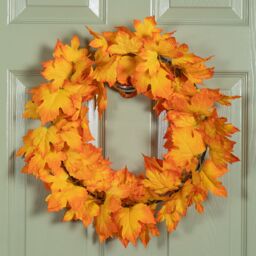 Samuel Alexander 50cm Hanging Bright Autumn Faux Wreath in Orange - thumbnail 2