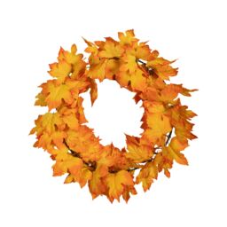 Samuel Alexander 50cm Hanging Bright Autumn Faux Wreath in Orange - thumbnail 1