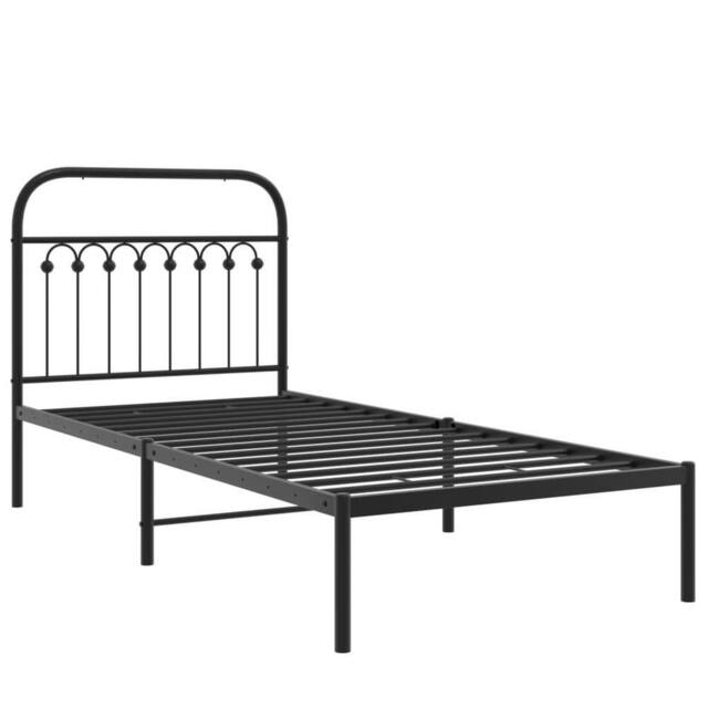 Berkfield Home Metal Bed Frame without Mattress with Headboard Black 90x200cm - Size: 90x200 cm - image 1