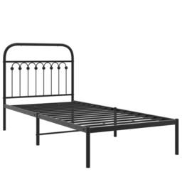 Berkfield Home Metal Bed Frame without Mattress with Headboard Black 90x200cm - Size: 90x200 cm - thumbnail 1