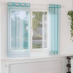 Berkfield Home Voile Curtains with Grommets 2 pcs Turquoise - thumbnail 2
