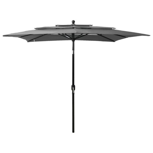 Berkfield Home 3-Tier Parasol with Aluminium Pole Anthracite 2.5x2.5 m in Black - image 1