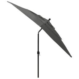 Berkfield Home 3-Tier Parasol with Aluminium Pole Anthracite 2.5x2.5 m in Black - thumbnail 4