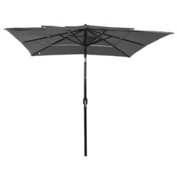 Berkfield Home 3-Tier Parasol with Aluminium Pole Anthracite 2.5x2.5 m in Black - thumbnail 2