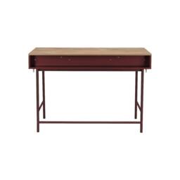 sweeek Wood decor & iron desk with 2 drawers & 1 compartment in Burgundy - thumbnail 4