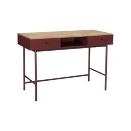 sweeek Wood decor & iron desk with 2 drawers & 1 compartment in Burgundy - thumbnail 2