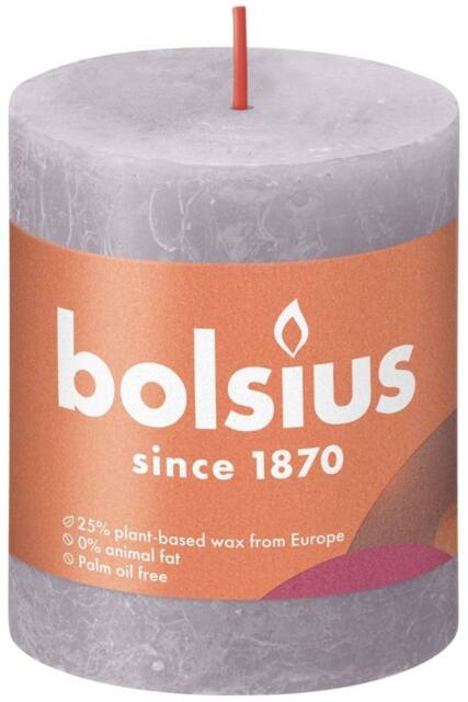 KDMD Frosted Lavender Bolsius Rustic Shine Pillar Candle 80 x 68mm 2 Pack in Light Grey - image 1