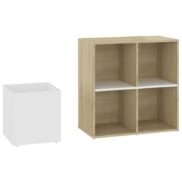 Berkfield Home Hall Shoe Cabinet White & Sonoma Oak 105x35.5x70 cm Engineered Wood in Beige - thumbnail 7