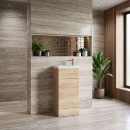 Balterley Alrewas Contemporary 1 Door Compact Vanity Basin Unit, 400mm in Brown - thumbnail 4