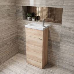 Balterley Alrewas Contemporary 1 Door Compact Vanity Basin Unit, 400mm in Brown - thumbnail 3