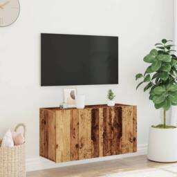 Berkfield Home TV Cabinet Wall-mounted Old Wood 80x30x41 cm in Brown - Size: 80 x 30 x 41 cm - thumbnail 1