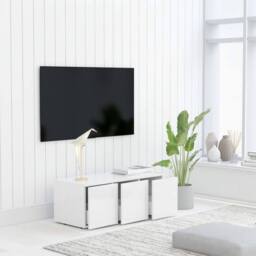 Berkfield Home TV Cabinet White 80x34x30 cm Engineered Wood - Size: 80 x 34 x 30 cm - thumbnail 4