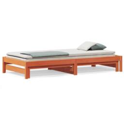 Berkfield Home Beautiful Day Bed with Trundle without Mattress Wax Brown 90x190 - Size: Single - thumbnail 3