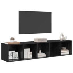 Berkfield Home TV Cabinet Set Wall-mounted with Storage 2 pcs Black oak 37 x 37 x 142.5 cm - thumbnail 3