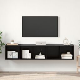Berkfield Home TV Cabinet Set Wall-mounted with Storage 2 pcs Black oak 37 x 37 x 142.5 cm - thumbnail 4