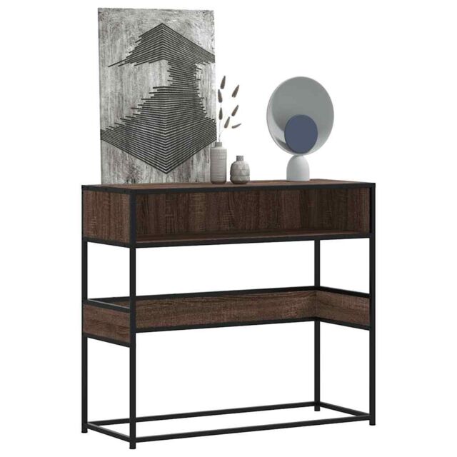 Berkfield Home Console Table Brown Oak 90x35x80 cm Engineered Wood - Size: 90 x 35 x 80 cm - image 1