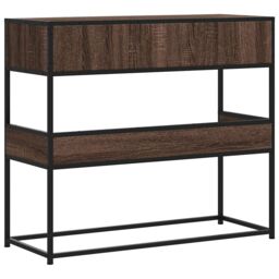 Berkfield Home Console Table Brown Oak 90x35x80 cm Engineered Wood - Size: 90 x 35 x 80 cm - thumbnail 6