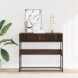 Berkfield Home Console Table Brown Oak 90x35x80 cm Engineered Wood - Size: 90 x 35 x 80 cm - thumbnail 3