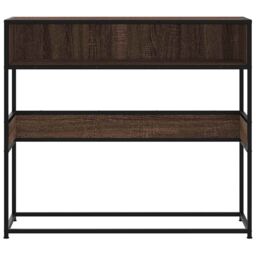 Berkfield Home Console Table Brown Oak 90x35x80 cm Engineered Wood - Size: 90 x 35 x 80 cm - thumbnail 4