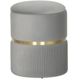 Wyld Haus Rivera Velvet Light Grey Ribbed Storage Ottoman Gold Accent - thumbnail 2