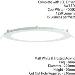 Loops Ultra Slim Round Flush Ceiling Light 18W Cool White LED 4000k Corridor Lamp - thumbnail 2