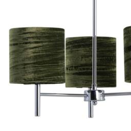 First Choice Lighting Brea - Chrome 3 Light Fitting with Green Crushed Velvet Shades in Silver - thumbnail 2