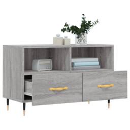 Berkfield Home TV Cabinet Grey Sonoma 80x36x50 cm Engineered Wood - Size: 80 x 36 x 50 cm - thumbnail 4