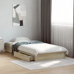 Berkfield Home Bed Frame with Drawers without Mattress Sonoma Oak 100x200 cm in Brown - thumbnail 1