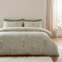OHS Botanics Embossed Waffle Duvet Cover Set with Pillowcase in Stone - Size: Super King