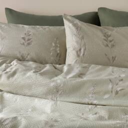 OHS Botanics Embossed Waffle Duvet Cover Set with Pillowcase in Stone - Size: Super King - thumbnail 2