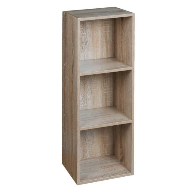 Kelvenix Antique Oak 3 Tier Wooden Bookcase Shelving Display Storage in Light Brown