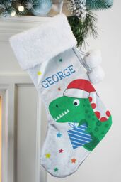 Personalised Memento Company Personalised Dinosaur Christmas Stocking in Grey - thumbnail 4