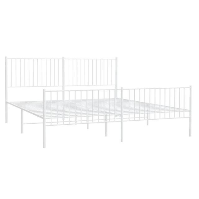 Berkfield Home Metal Bed Frame with Headboard & Footboard White 200x200 cm - image 1