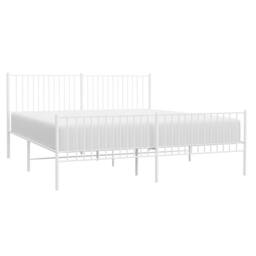 Berkfield Home Metal Bed Frame with Headboard & Footboard White 200x200 cm - thumbnail 4