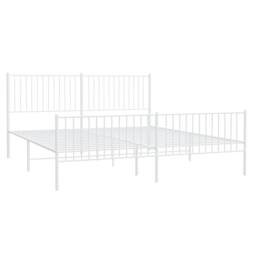 Berkfield Home Metal Bed Frame with Headboard & Footboard White 200x200 cm - thumbnail 1