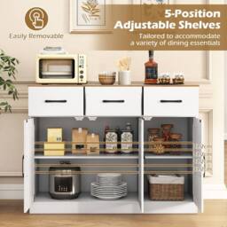 Gymax Farmhouse Large Sideboard Storage Cabinet Buffet Cabinet with Drawers in White - thumbnail 4