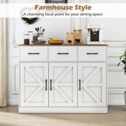 Gymax Farmhouse Large Sideboard Storage Cabinet Buffet Cabinet with Drawers in White - thumbnail 7
